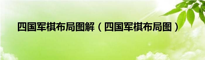 四国军棋布局图解（四国军棋布局图）