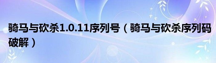 骑马与砍杀序列码大全（骑马与砍杀1.011序列号大全）