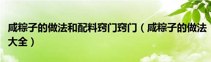 咸粽子什么馅（咸粽子馅料配方大全及做法）