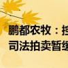 鹏都农牧：控股股东及其一致行动人部分股份司法拍卖暂缓