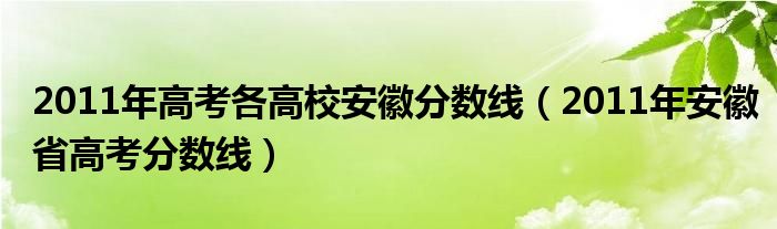 安徽2011年高考分数线及名次（安徽2011年高考分数线及名次）