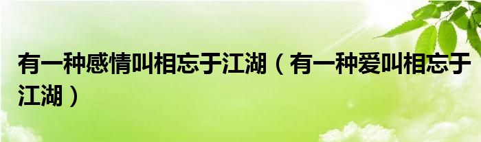 有一种爱叫相忘于江湖（有一种爱叫相忘于江湖,怀念到哭泣）