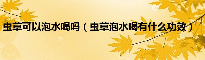 虫草可以泡水吗（虫草泡水喝有什么功效）