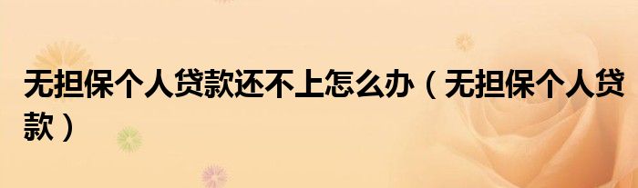 无担保无抵押小额借贷是真的吗（无担保无抵押贷款怎么样）