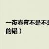 一夜春宵不是不是我的错歌词是什么意思（一夜春宵不是我的错）