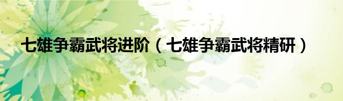 七雄争霸武将精研技巧（七雄争霸武将技能多少级才满级）