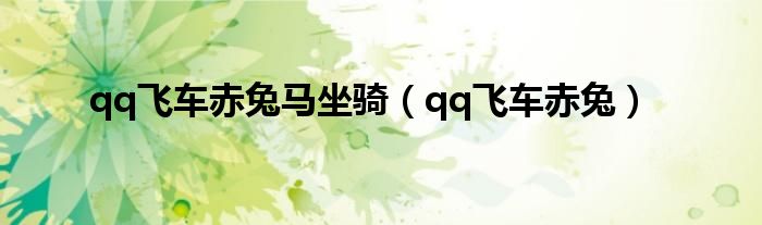 qq飞车手游兔管家（qq飞车手游兔子套装）