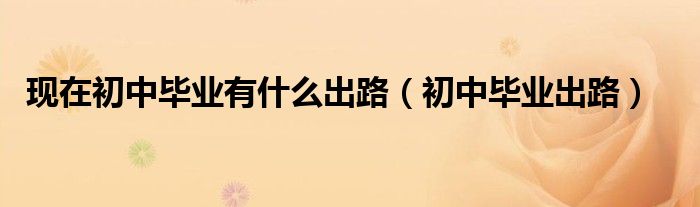 现在初中毕业有毕业证吗（现在初中毕业有什么出路）