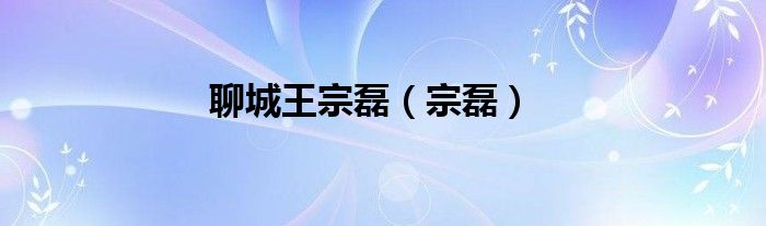 王宗磊山东（聊城市王宗磊）