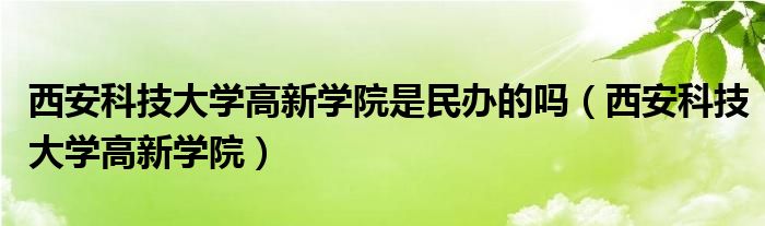西安科技大学高新学院录取查询（西安科技大学高新学院是公办吗）