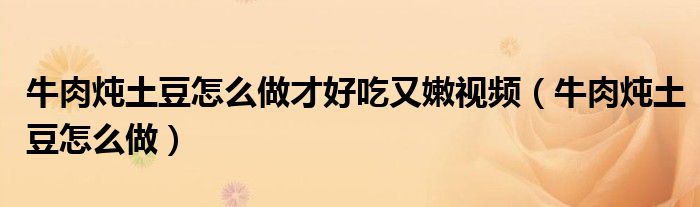 牛肉炖土豆的做法 最正宗的做法（牛肉炖土豆牛肉炖萝卜的家常做法）
