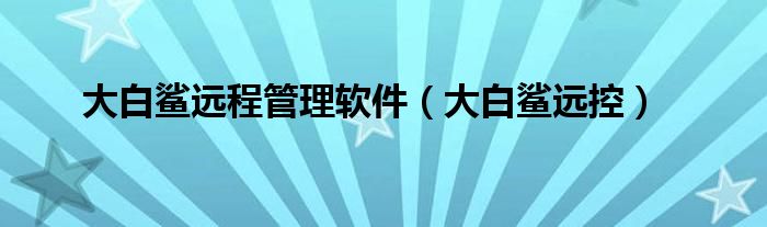 大白鲨远程使用教程（大白鲨使用教程）