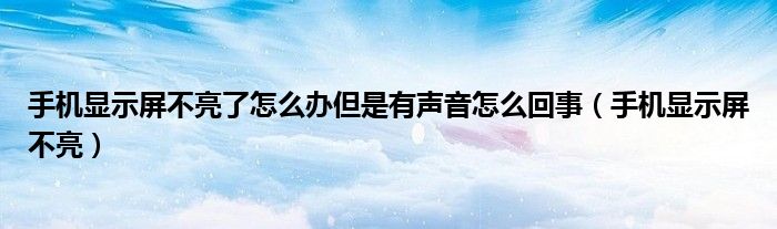 手机显示屏不亮了怎么办但是有声音怎么回事（手机显示屏不亮）