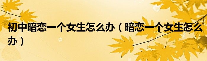 初中暗恋一个人是什么感觉（初中暗恋一个女生的表现）