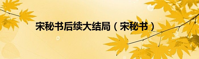 宋密秋近期资料（宋秘书全集免费观看）