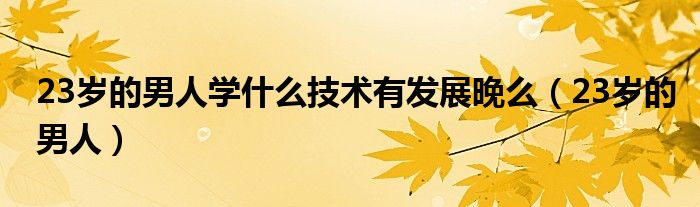 23岁男孩适合学点什么特长（男生23岁学什么技术最合适）