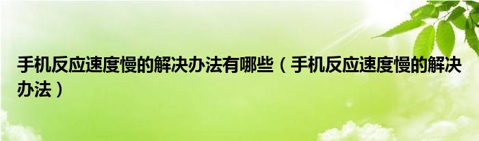 手机反应速度最快的是哪一款手机（手机反应速度慢的解决办法）
