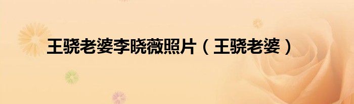王骁的妻子叫什么名字（王骁的妻子图文）