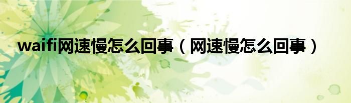 wi-fi网速慢是怎么回事（waifai网速变慢怎么办）