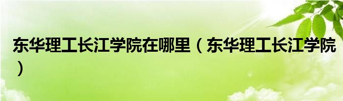 东华理工大学长江学院怎么样知乎（东华理工大学长江学院在哪?）