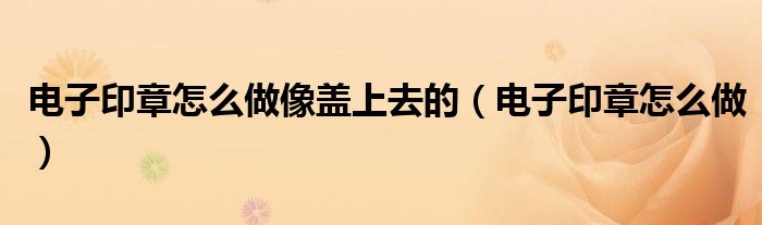 电子印章怎么做（电子印章怎样盖）