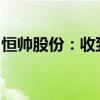 恒帅股份：收到深圳证券交易所中止审核通知