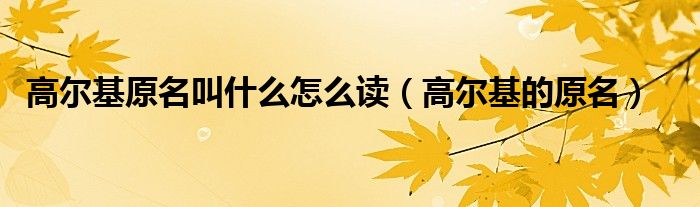 高尔基的乳名叫什么名字怎么读（高尔基的原名怎么读）