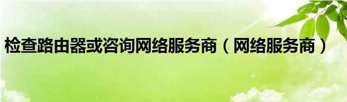 检查路由器或访问点问题（请检查路由器配置或重启路由器）