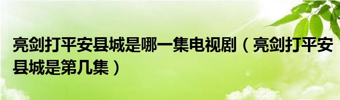 亮剑中打平安县是第几集（亮剑中打平安县城真的存在么）