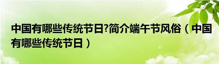中国传统节日资料端午节（中国有哪些传统节日介绍一下）