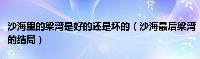 沙海里面的梁湾结局（沙海中的梁湾到底是谁）