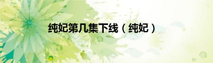 纯妃哪集下线的（纯妃下线的那段）