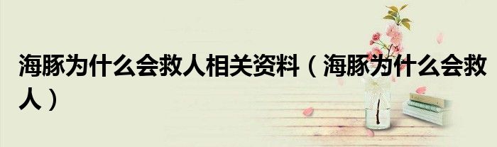 为什么海豚能够救人至少写出两点原因（为什么海豚会救人秒懂）