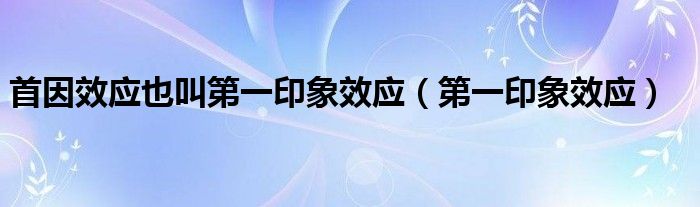 首因效应又叫第一印象效应（首因效应又叫新颖印象近因效应又叫第一印象）