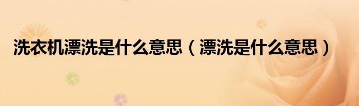 洗衣机漂洗多长时间（洗衣机漂洗的意思）