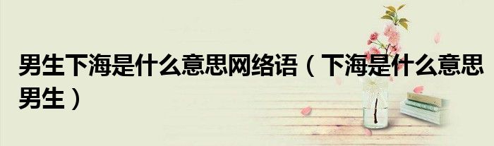 男生下海是什么意思网络语（下海是什么意思男生）