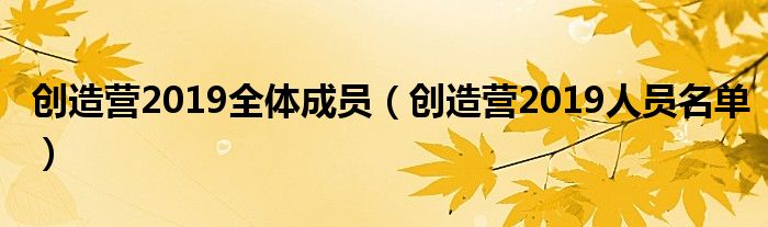 创造营2019的所有成员（创造营2019所有成员）