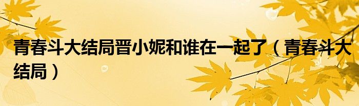 青春斗晋小妮结婚是哪一集（青春斗晋小妮离婚后复婚了吗）