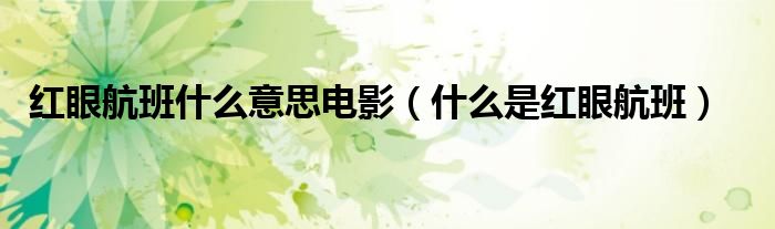 红眼航班电影讲了什么意思（红眼航班指什么航空）