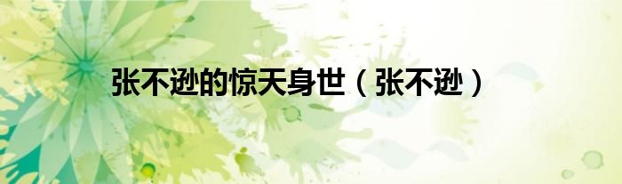 张不逊怎么活下来的（张不逊是谁）