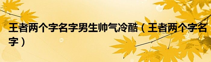 王者名字俩个字男生（王者荣耀名字两个字男高冷）