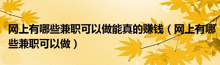 网上有什么兼职可以挣钱的（网上有什么兼职可以做吗）