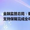 金融监管总局：要雷厉风行推动重点工作任务落地见效 全力支持保障完成全年经济社会发展目标任务