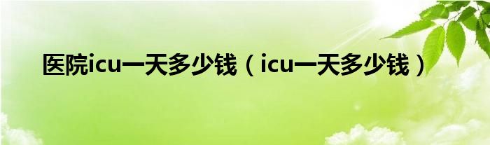 医院icu病房一天大概多少钱左右（医院icu一天多少钱可以报销吗）