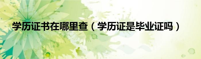 学历证书指的是哪个证书（学历证书在哪里可以查到）