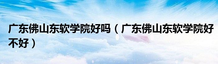 广东佛山东软学院简介（佛山东软学费）