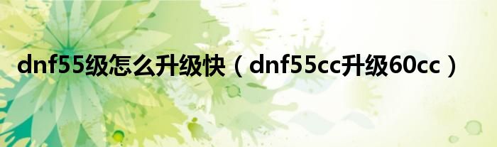 dnf55级升到85级正常情况需要多久（地下城55级刷什么图）