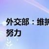 外交部：维护朝鲜半岛和平稳定需要各方共同努力