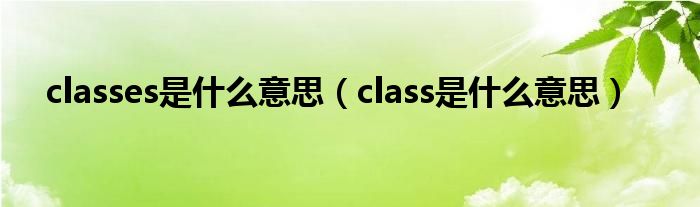 class class是什么意思（class是什么意思中文翻译是什么意思）