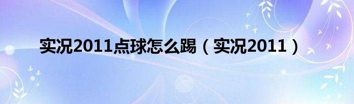 实况2011操作（实况足球2011操作技巧）